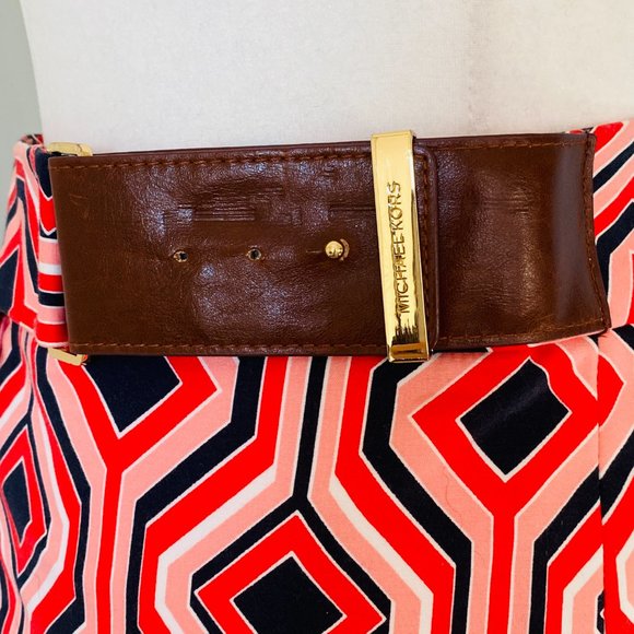 Michael Kors Mod Inspired A Line Skirt w Leather Belt Detail (size 4P) - Picture 5 of 12